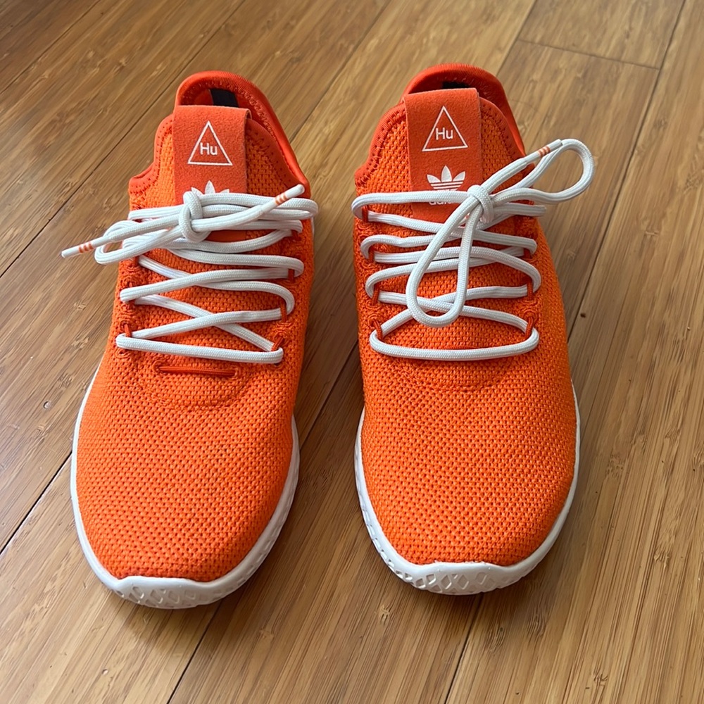Adidas x Pharrell Hu sneakers. Orange. Womens sz 5, mens sz 4.
